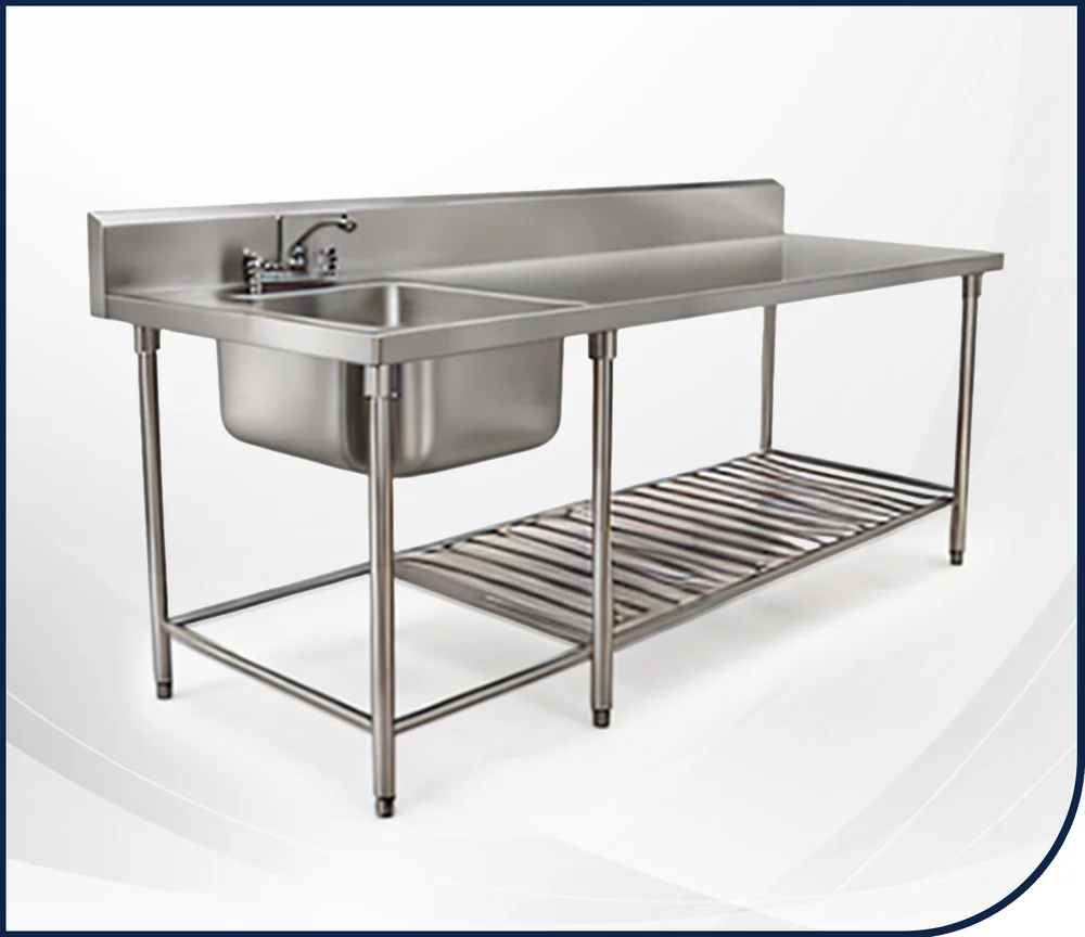 Sink Table with Slotted Bottom Shelf